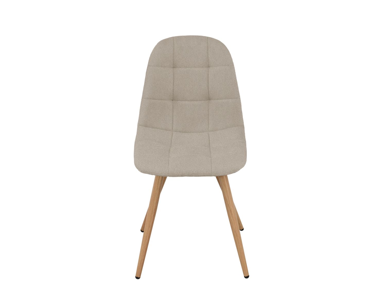 Set di 4 sedie girevoli in stile "soft seating" "Noma" in tessuto grège melange, con gambe con finitura rovere