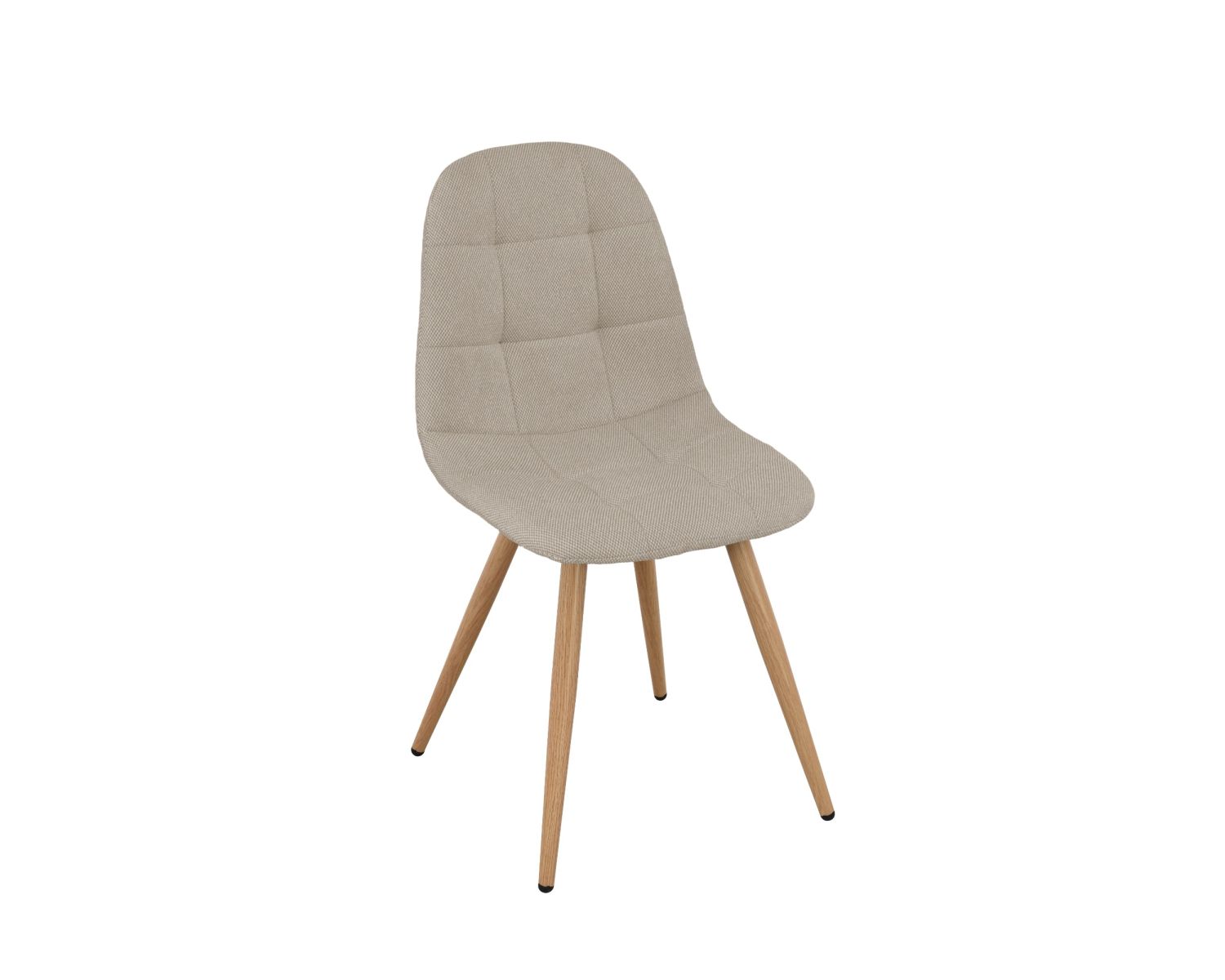 Set di 4 sedie girevoli in stile "soft seating" "Noma" in tessuto grège melange, con gambe con finitura rovere