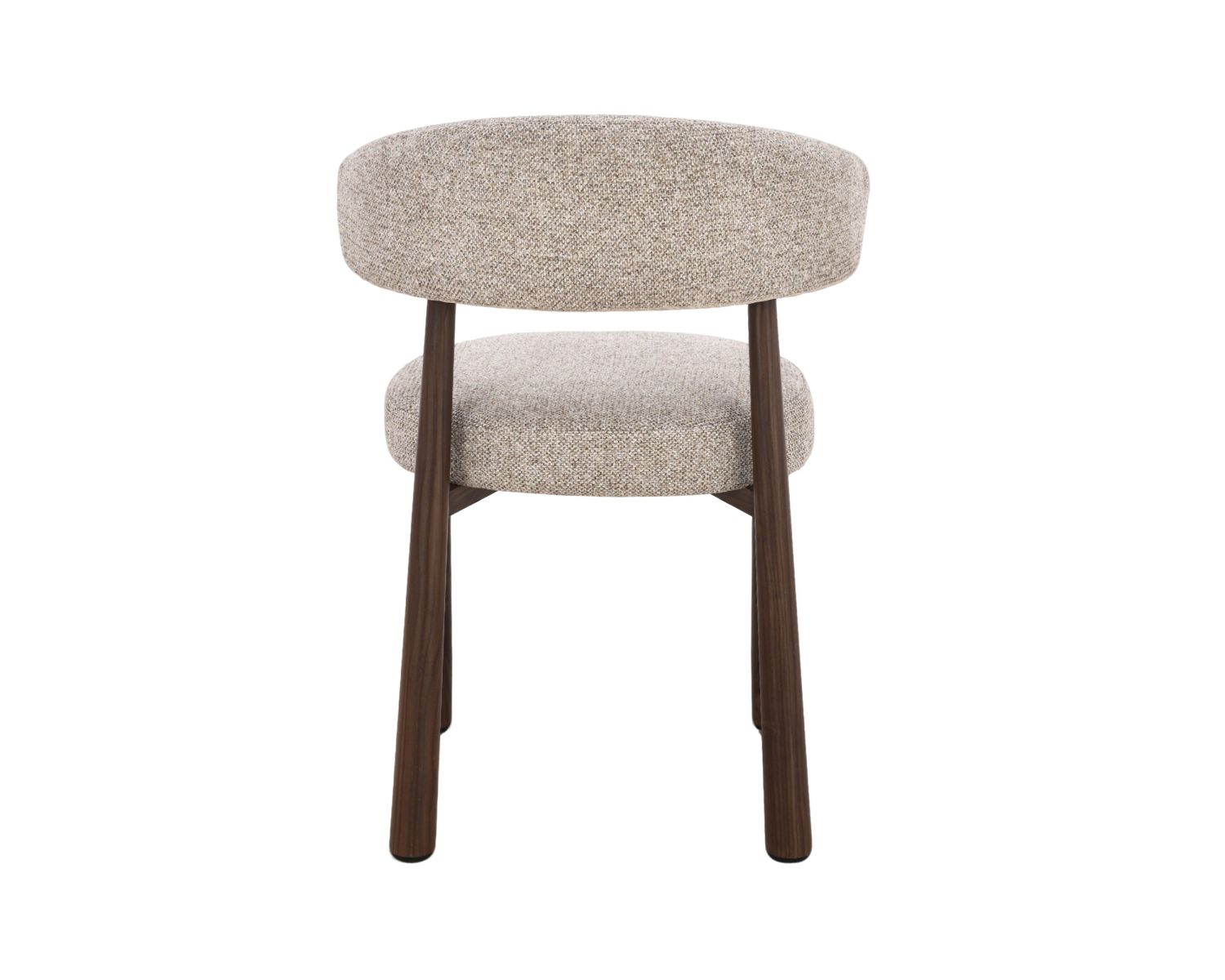 Set di 2 sedie avvolgenti in stile retrò-contemporaneo “Arlo” in tessuto a trama beige e marrone, con gambe effetto noce