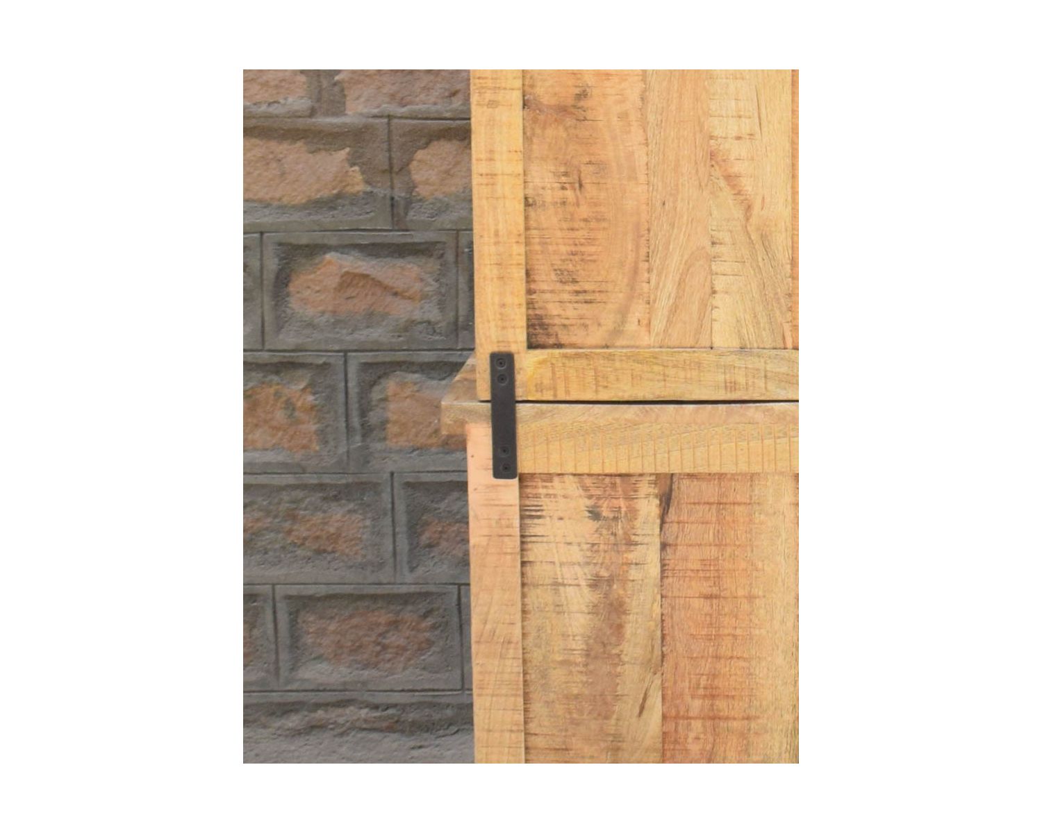 Piccolo mobile per porcellane "Caractère" in metallo e legno massiccio di mango