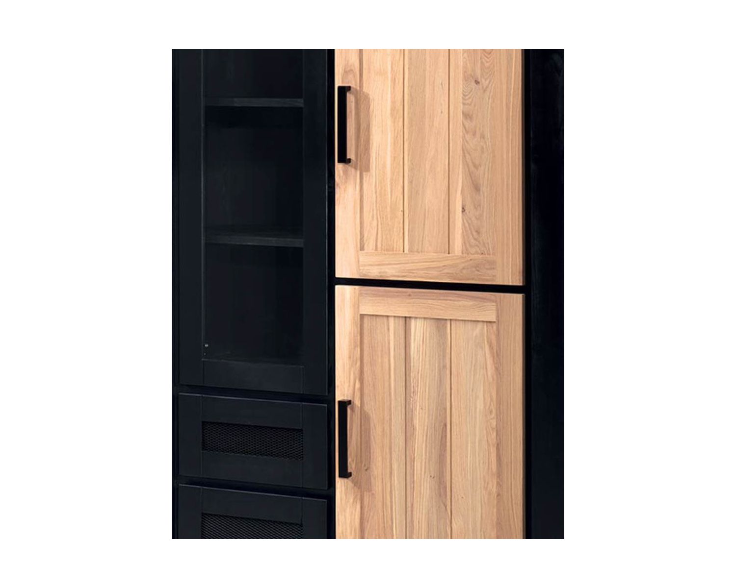 Credenza a soppalco "Ashland" in legno nero e naturale e metallo