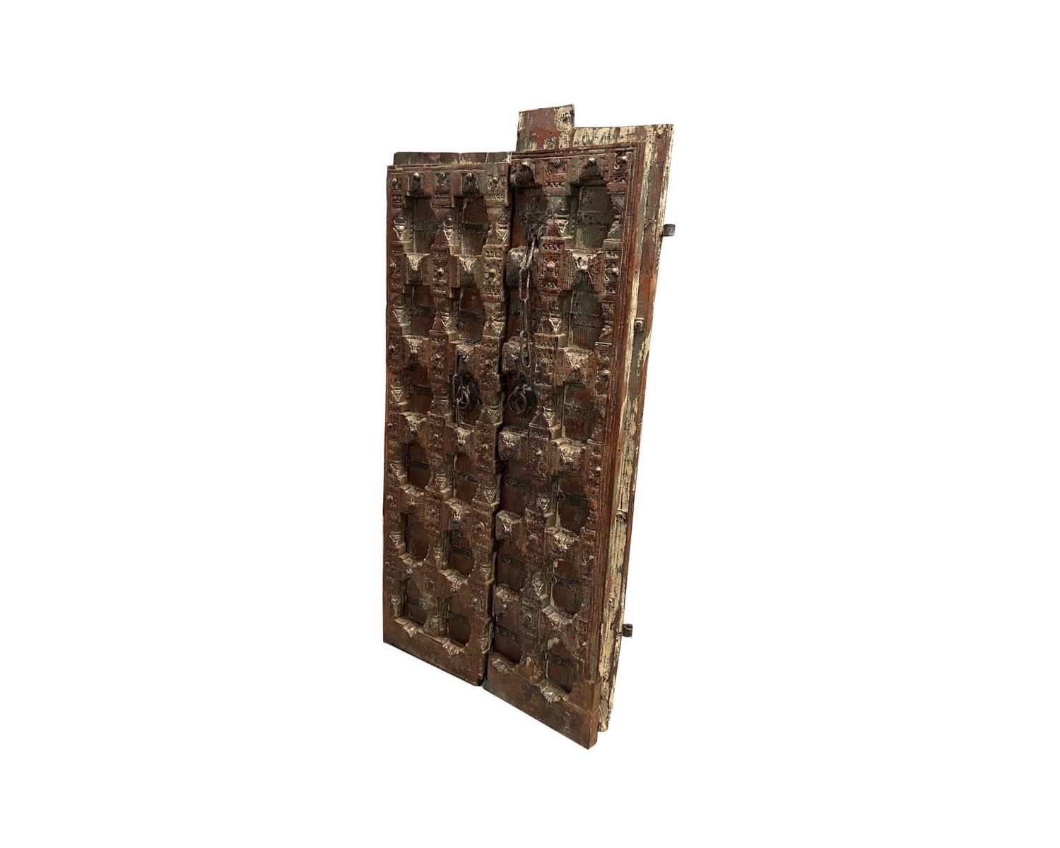 Porta tradizionale indiana in legno massiccio e metallo "Vieille porte" (Vecchia porta)