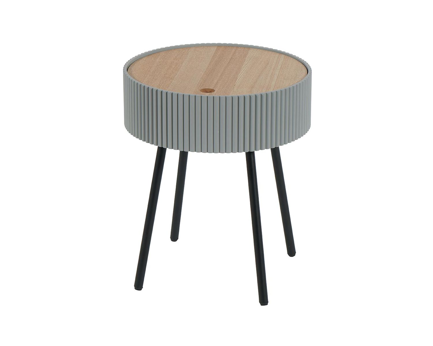 Tavolino "Wally" con contenitore retrò chic nero e grigio