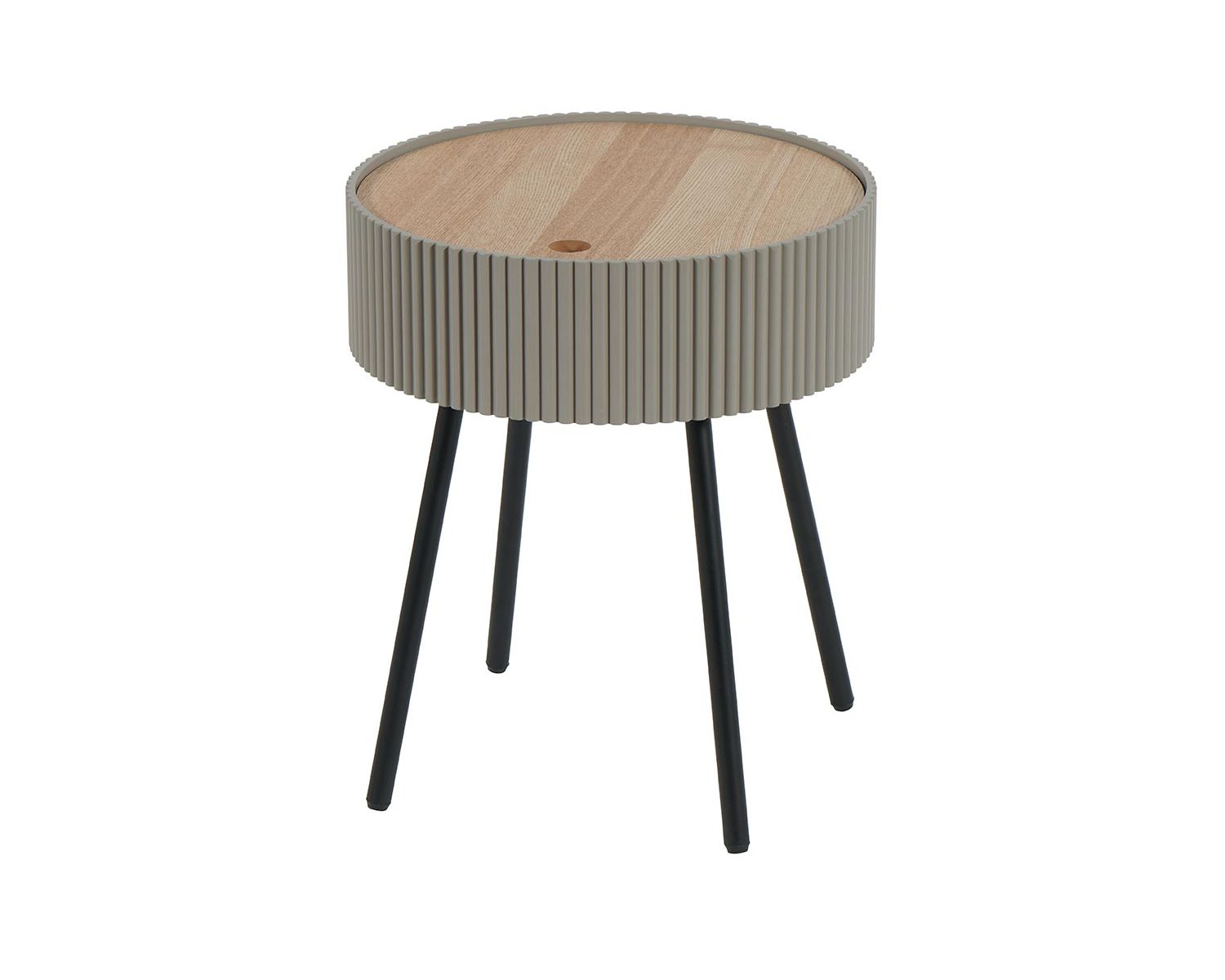 Tavolino Casita "Wally" in stile cassapanca rotonda in taupe e nero