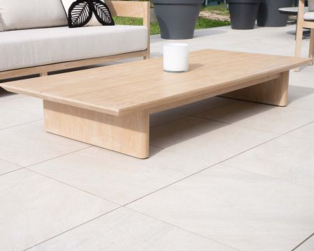 Tavolino rettangolare in teak massiccio in stile "Blois