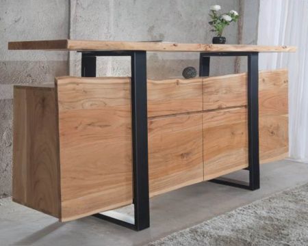 Credenza "Zen Black" con cassetti in legno massello naturale