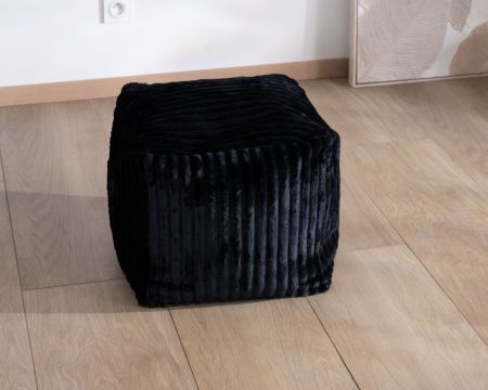 Pouf quadrato in velluto a coste "Lizard" color antracite dal sapore accogliente e chic