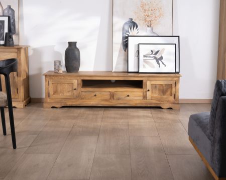 Grande porta TV country chic in legno di mango da 180 cm "Sarah