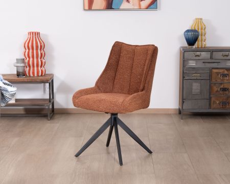 Set di 2 sedie contemporanee "Webber" in tessuto terracotta con base girevole nera