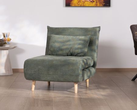 Poltrona modulare 2 in 1 "Folda" in tessuto verde