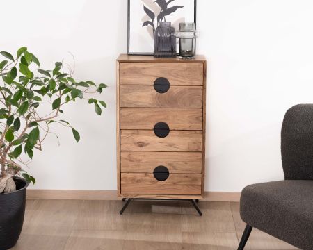 Contenitore verticale "Spot" in acacia con 6 cassetti
