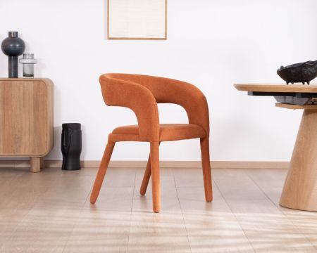 Sedia da pranzo "Amarello" in tessuto terracotta ultraconfortevole