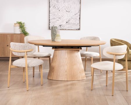 Tavolo da pranzo ovale allungabile in rovere "Oria" 160-200 cm, stile contemporaneo e raffinato