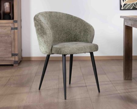 Set di 2 sedie contemporanee avvolgenti in tessuto bouclé "Kandy" verde