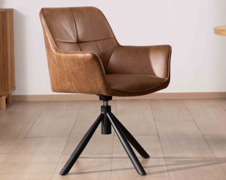 Set di 2 sedie avvolgenti "Ritchey" su base girevole in tessuto microfibra Havana