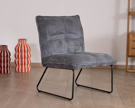 Set di 2 poltrone in velluto a coste grigio "Calvin" senza braccioli