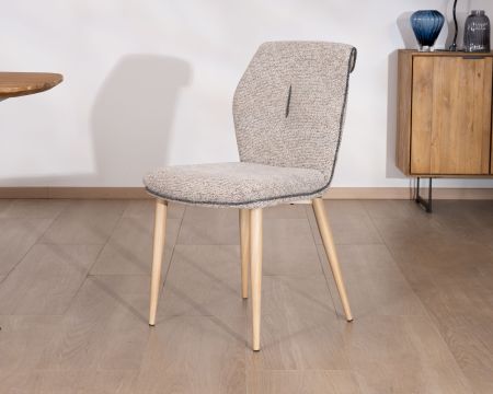 Sedia da pranzo "Osmo", elegante e confortevole, in tessuto impermeabile beige