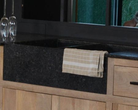 Lavello a doppio scarico in granito nero "Grand Chef / Atelier"