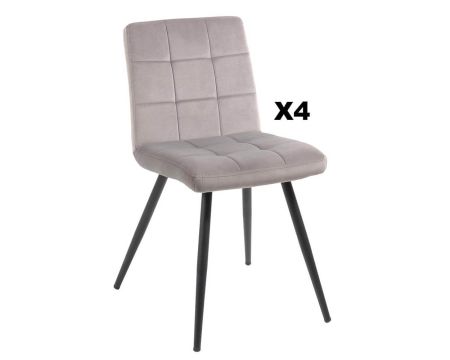 Set di 4 sedie da pranzo "Sando" in tessuto e metallo grigio e nero