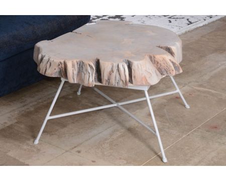 Tavolino in legno "Nervure" con gambe in metallo