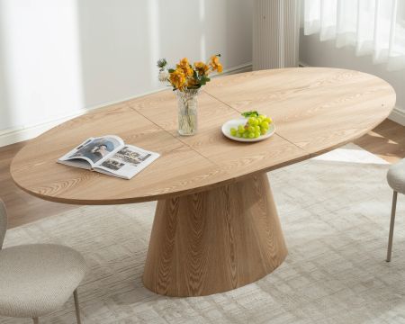 Tavolo da pranzo ovale allungabile in rovere "Oria" 160-200 cm, stile contemporaneo e raffinato