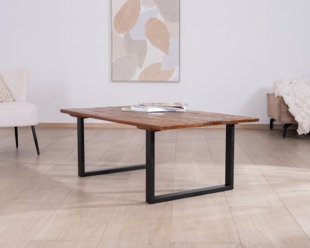 Tavolino in legno riciclato "Alésia" con gambe in metallo nero 