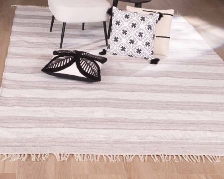 Tappeto grande con frange a righe in colori chiari "Chart" dimensioni 300x200cm