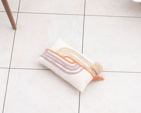 Cuscino "etnico" in cotone colorato e ricamato 50 x 30 cm