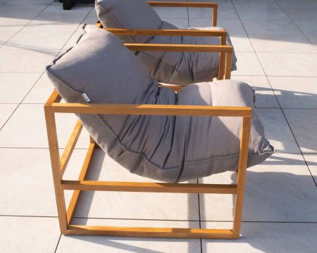 Poltrona da giardino reclinabile in teak e tessuto Sunbrella Taupe "Maluku Island"