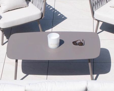 Tavolino rettangolare grande di design "Chinon" in alluminio grigio