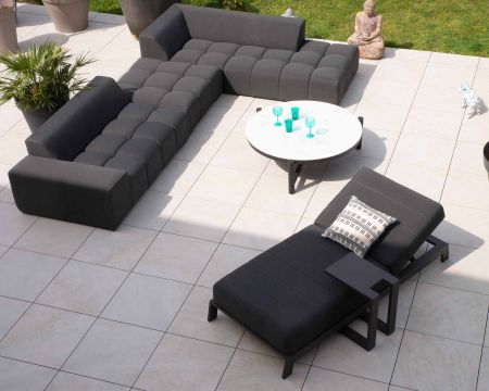 Divano con ritorno a sinistra dal design "Lazy Beach" di colore grigio scuro