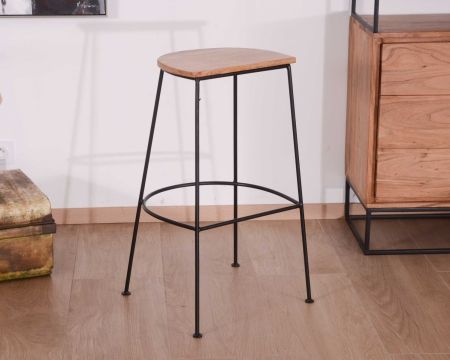 Sgabello da bar "Caractère" in metallo e legno