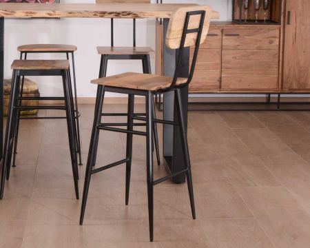 Set di 2 sedie da bar "Atelier Kraft" con schienale in metallo e legno