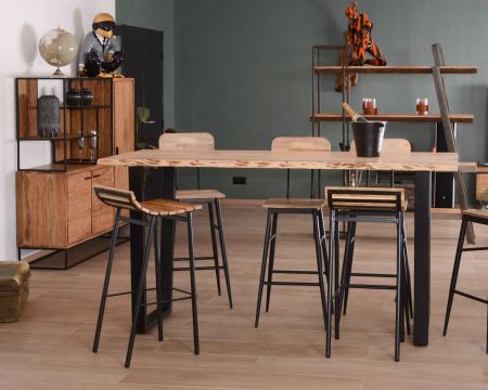 Supporto da tavolo in legno massiccio e metallo "Jaffna", stile moderno, 190 cm
