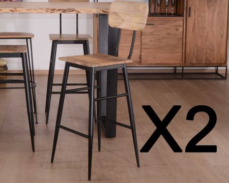 Set di 2 sedie da bar "Atelier Kraft" con schienale in metallo e legno
