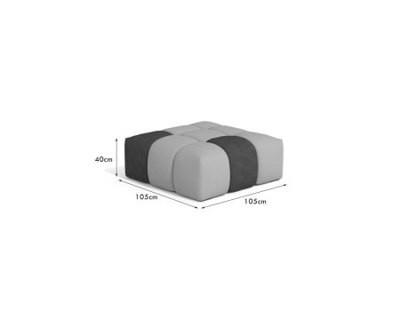 Pouf quadrato "Lazy Beach" in tessuto Sunbrella bicolore grigio