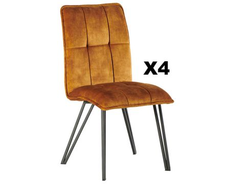 Set di 4 sedie di design "Venus" con schienale alto giallo e nero 