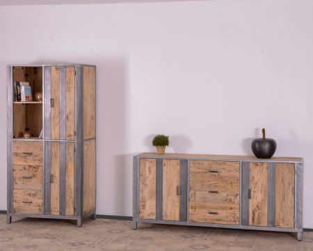 Libreria multiuso in legno e metallo "Graf" in stile industriale