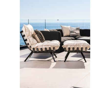Chaise longue modulare "Lisca" di alta gamma con struttura in alluminio nero