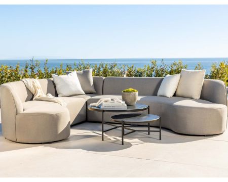 Divano per esterni dal design originale e curvo "Kacang" in tessuto Sunbrella grigio chiaro