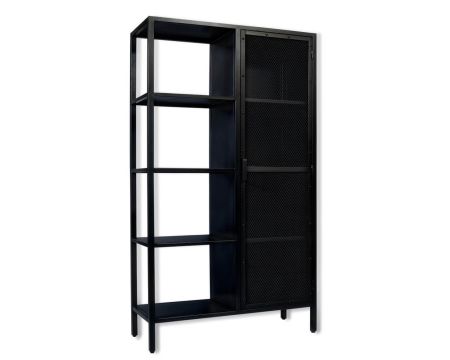 Armadio industriale in metallo nero 1 anta 4 ripiani "Atelier" H.180