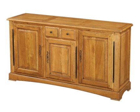 Credenza a 3 ante e 2 cassetti in rovere massiccio "Antique" in stile tradizionale