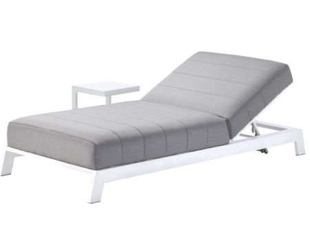 Lettino trapuntato "Terrasse" in alluminio bianco e tessuto grigio di alta qualità