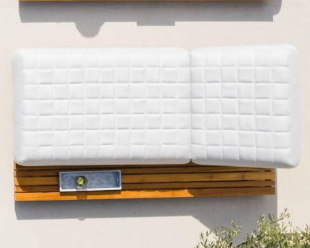Poltrona lounge "Lombok" ultra-confortevole in tessuto Sunbrella teak bianco sporco