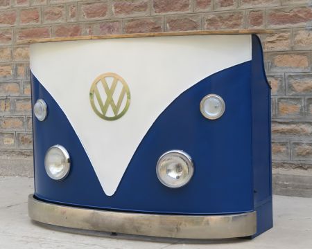 Barra combinata in metallo e legno industriale da 160 cm, bianca e blu, "Nola