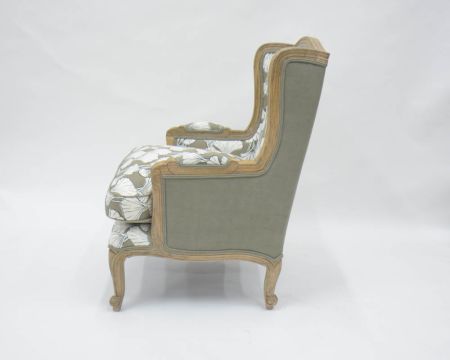 Sedia da pastore "Sofia" con stampa ginko color tortora e crema, ultraconfortevole