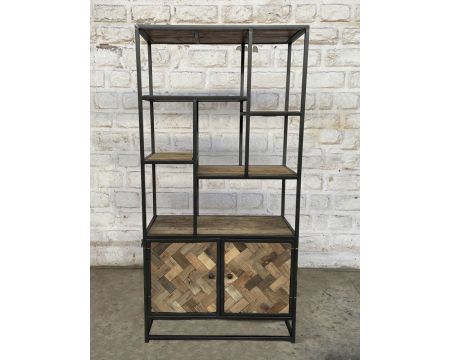 Libreria industriale 180x90 cm in metallo grigio e mango "Kaloupilé