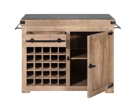 Blocco cucina in legno massiccio "Grand Chef" 115cm piano in pietra
