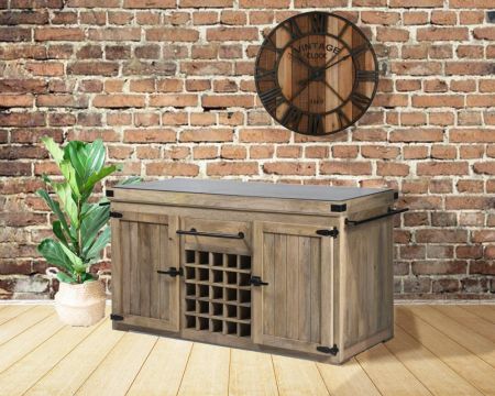 Blocco cucina grande in legno massiccio "Grand Chef" con piano in pietra 165 cm