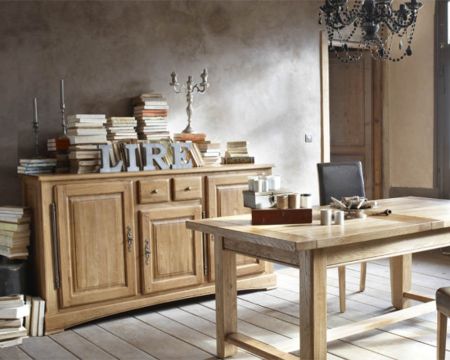 Credenza a 3 ante e 2 cassetti in rovere massiccio "Antique" in stile tradizionale